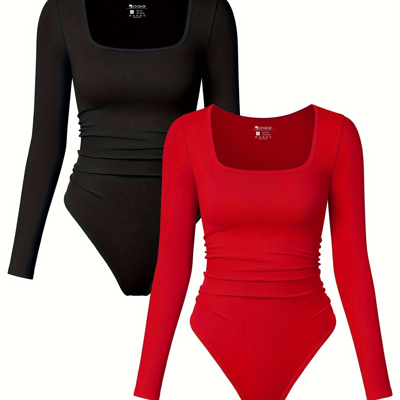 Long Sleeve Square Neck Bodysuits - TrimTones