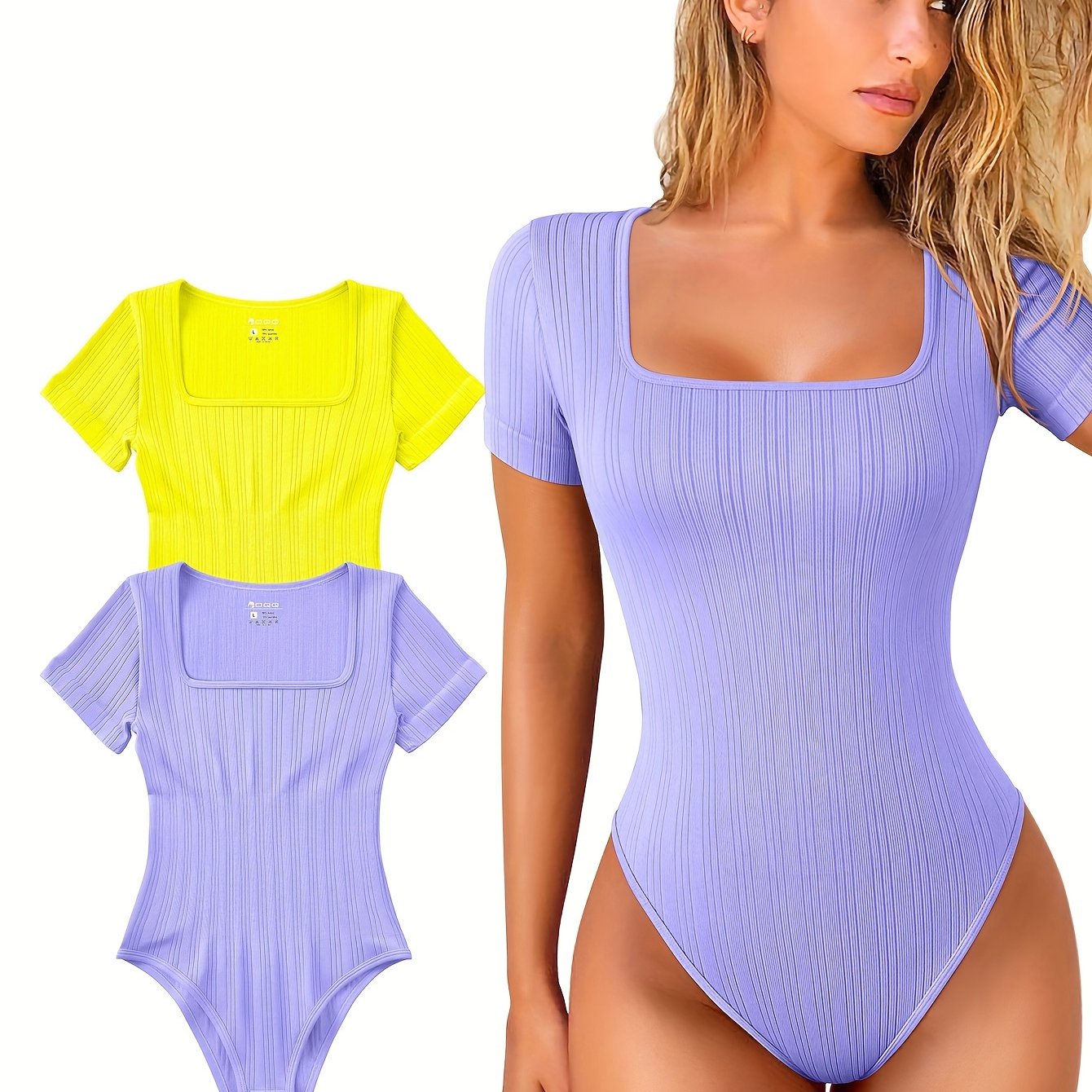 Half Sleeve Stretchy Striped Bodysuits - TrimTones