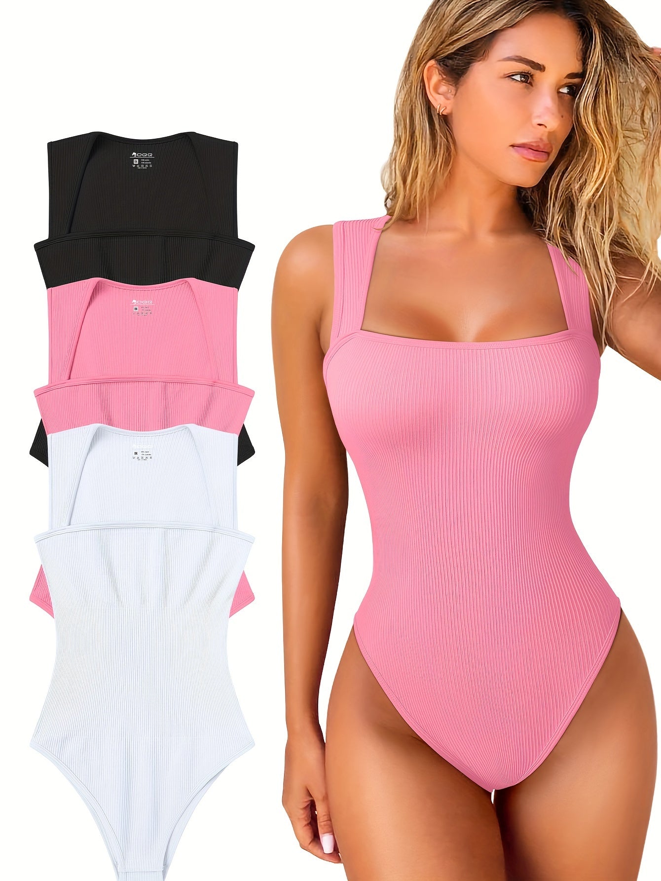 Strappy Square Neck Sleeveless Bodysuits - TrimTones