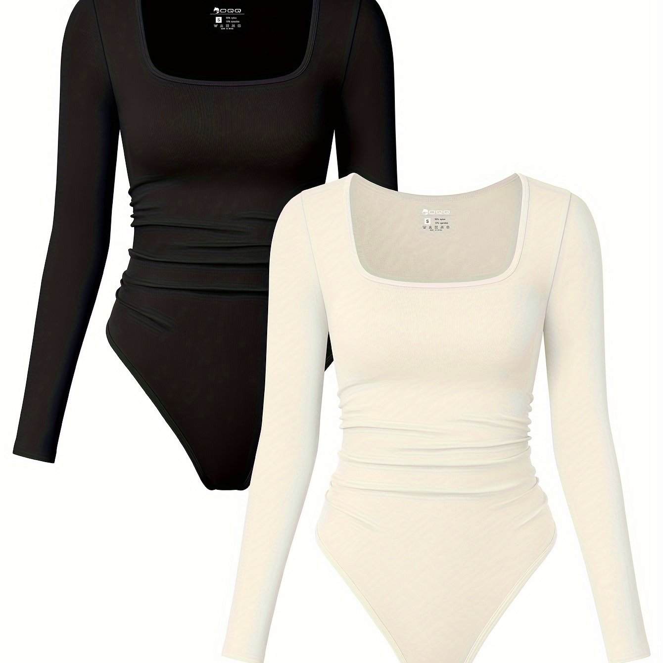 Long Sleeve Square Neck Bodysuits - TrimTones