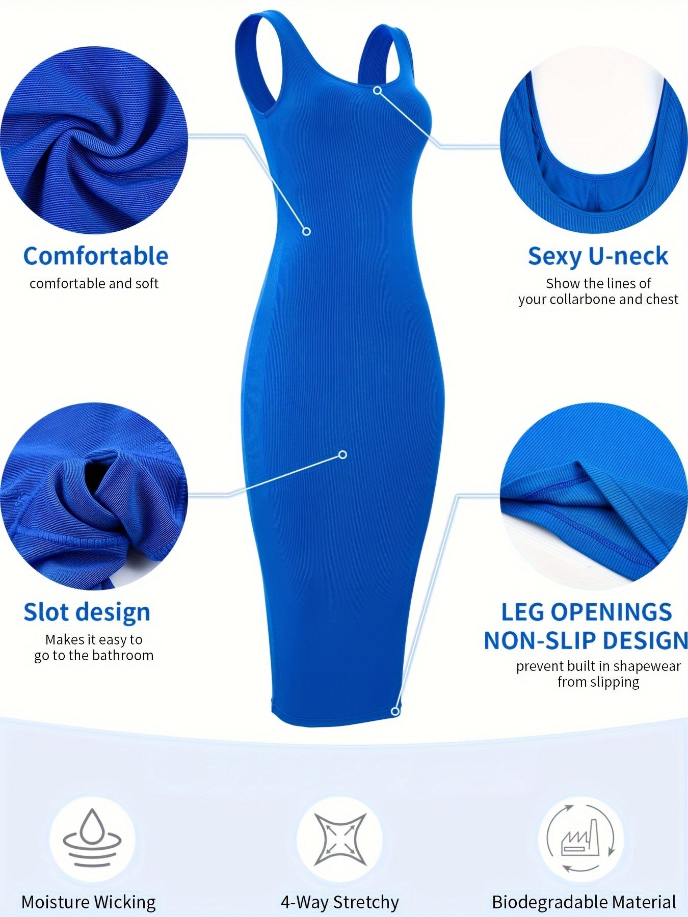 Seamless Square Neck Bodycon Slimming Dress - TrimTones