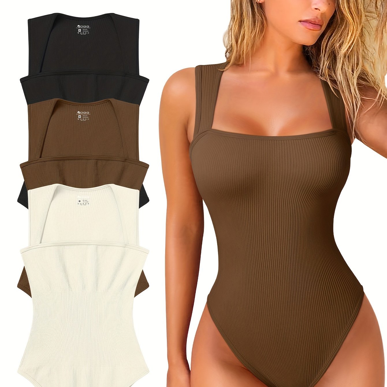 Strappy Square Neck Sleeveless Bodysuits - TrimTones