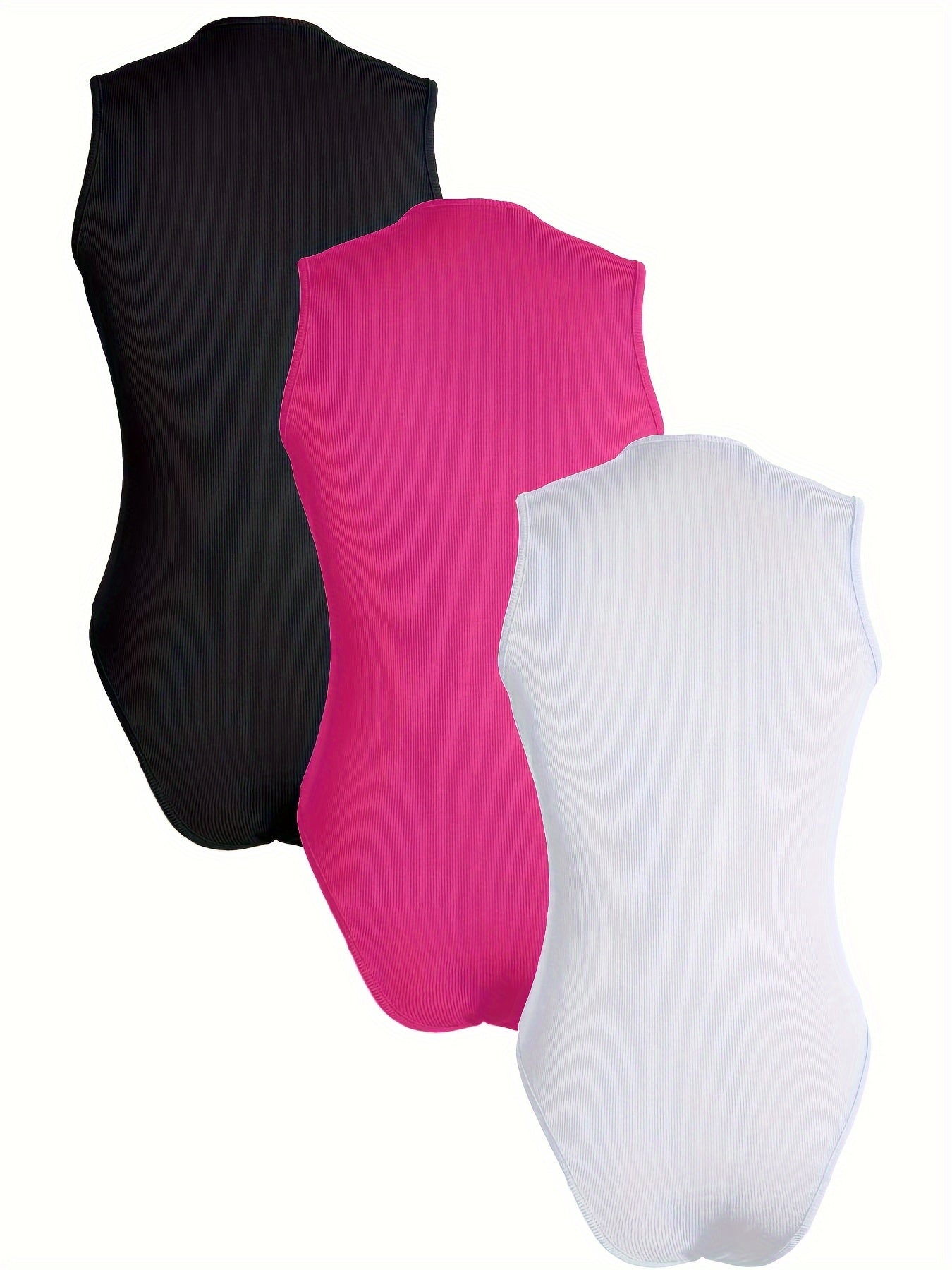 Solid Square Neck Sleeveless Bodysuits - TrimTones