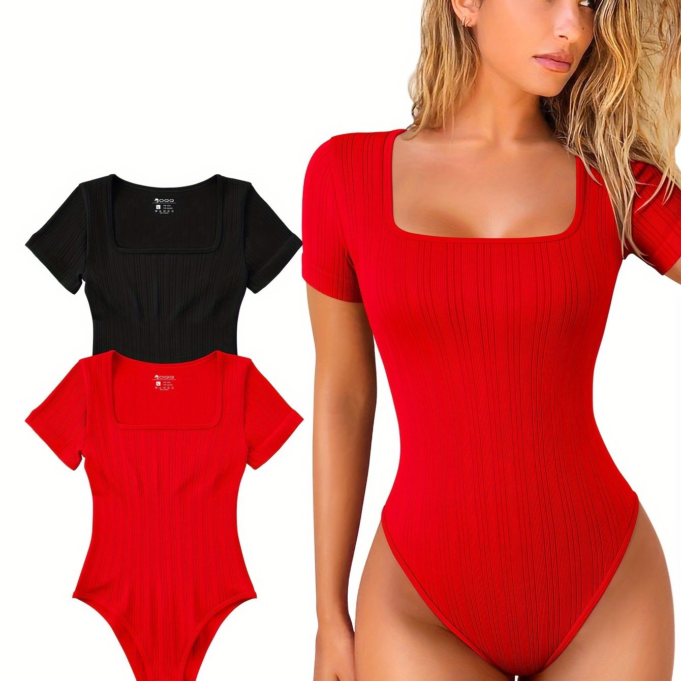 Half Sleeve Stretchy Striped Bodysuits - TrimTones