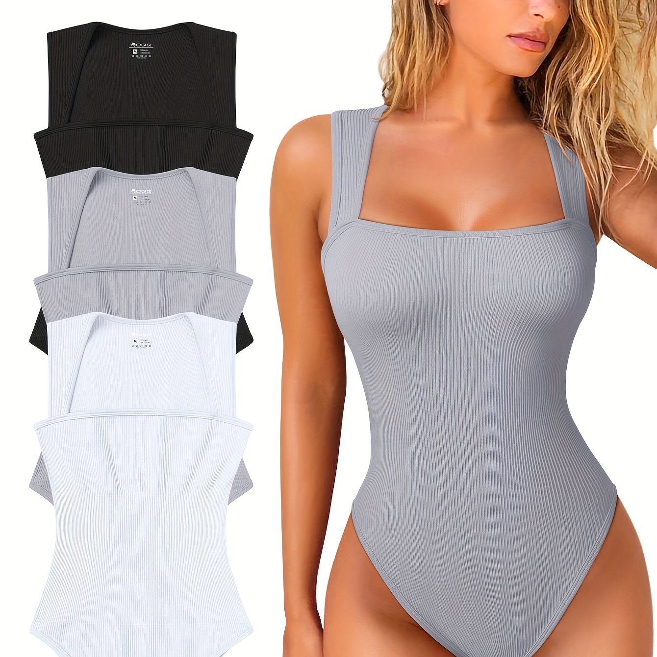 Strappy Square Neck Sleeveless Bodysuits - TrimTones