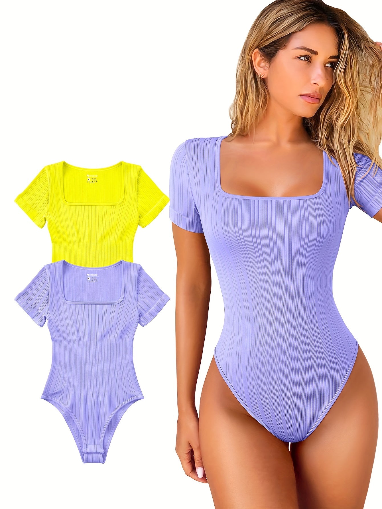 Half Sleeve Stretchy Striped Bodysuits - TrimTones