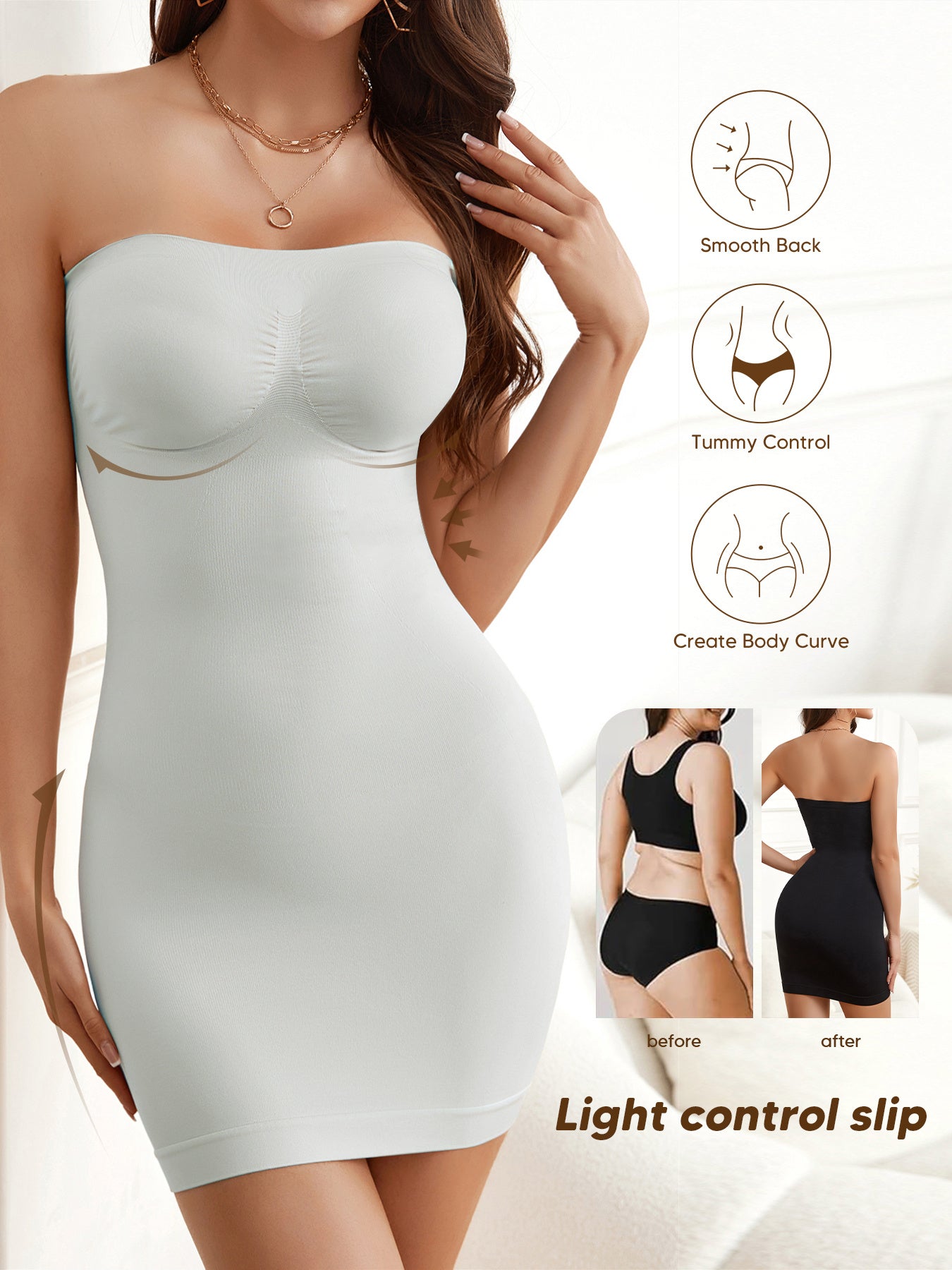 Strapless Shapewear Dress for Body Shaping - TrimTones