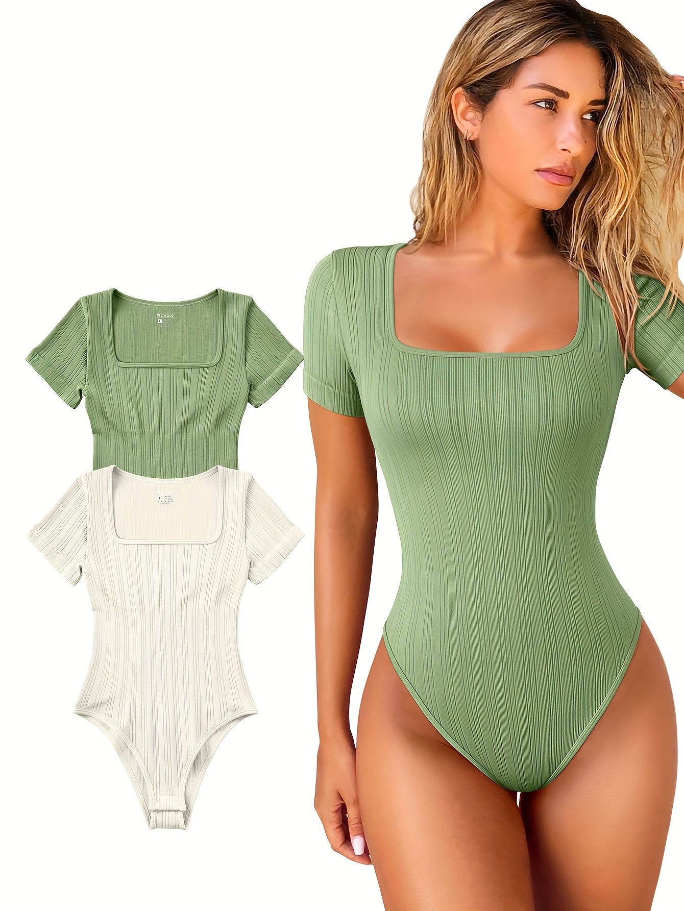 Half Sleeve Stretchy Striped Bodysuits - TrimTones