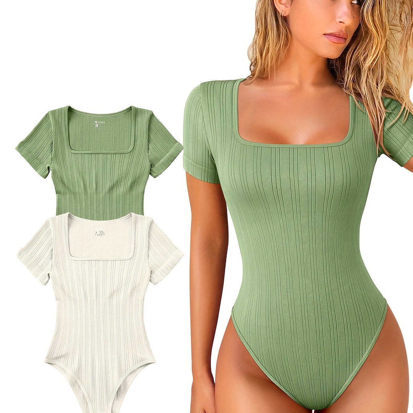 Half Sleeve Stretchy Striped Bodysuits - TrimTones