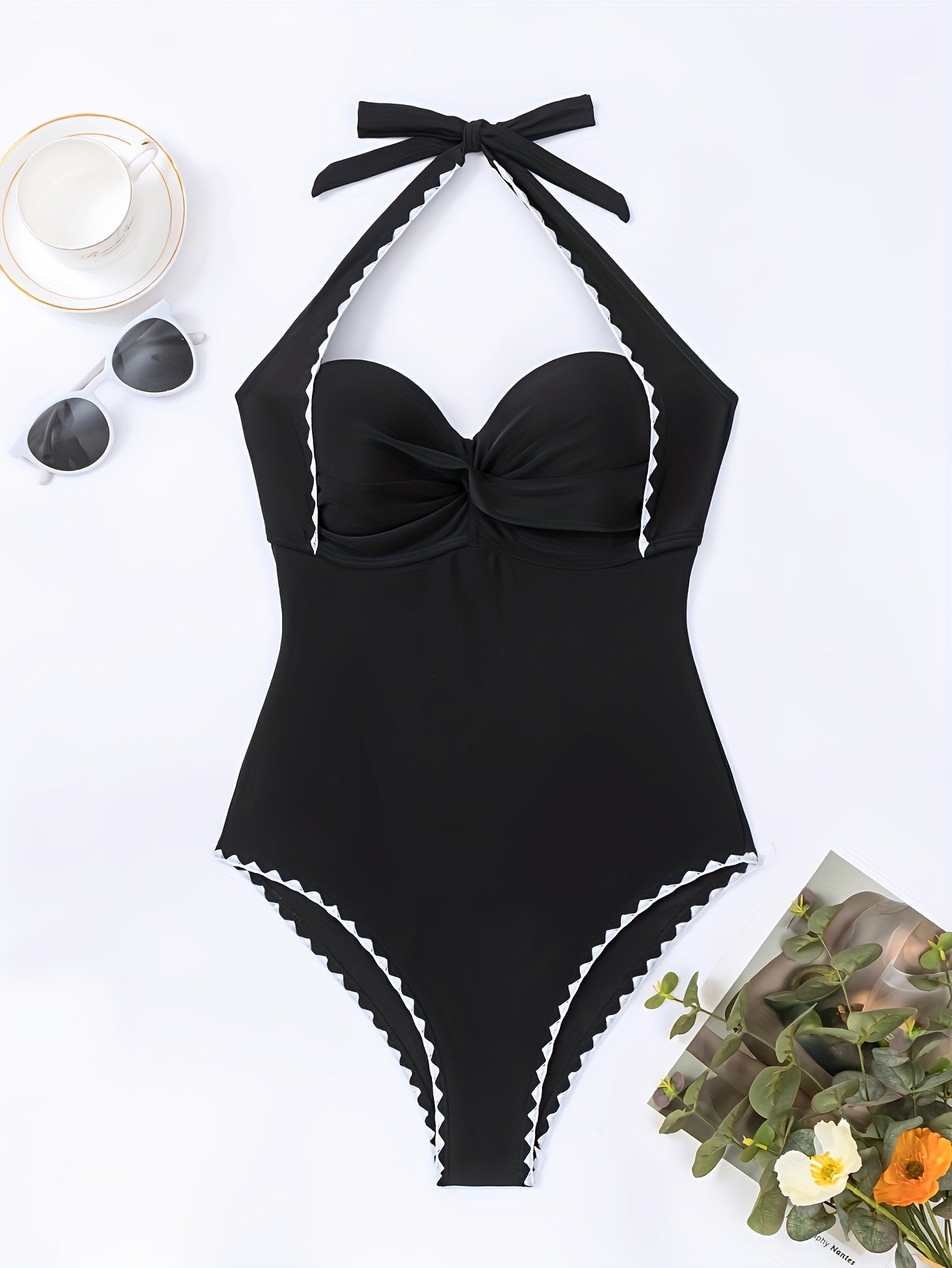 Retro V Neck Vintage Shapewear Swimsuit - TrimTones