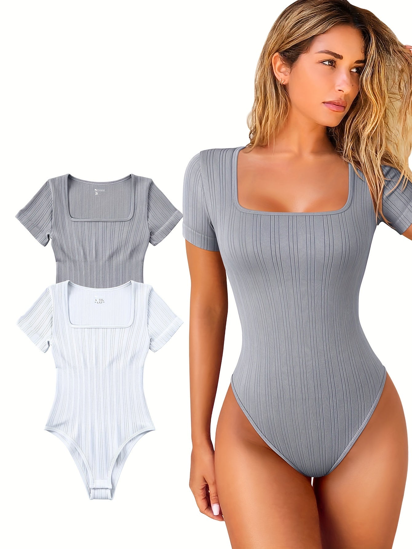 Half Sleeve Stretchy Striped Bodysuits - TrimTones