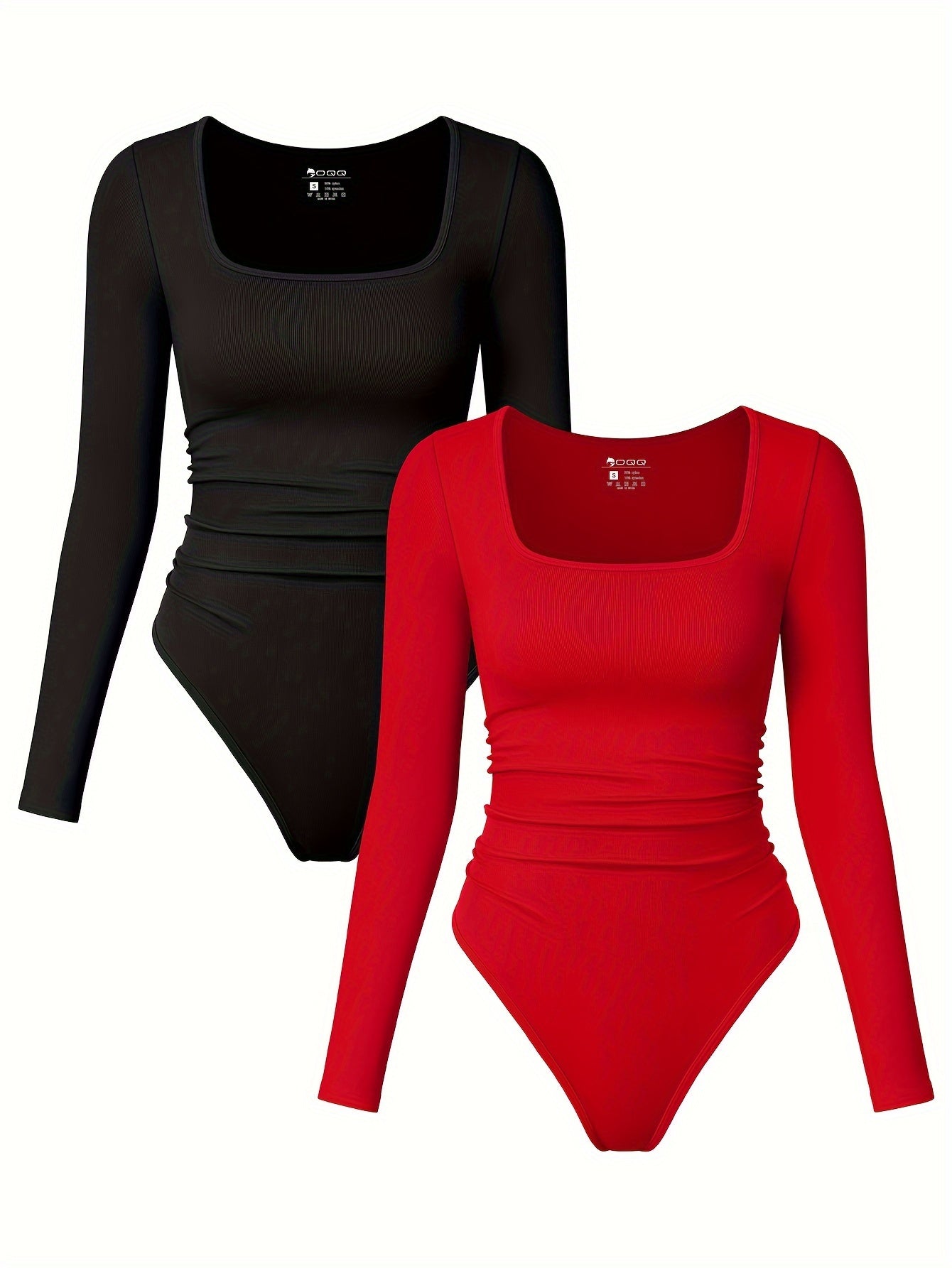 Long Sleeve Square Neck Bodysuits - TrimTones