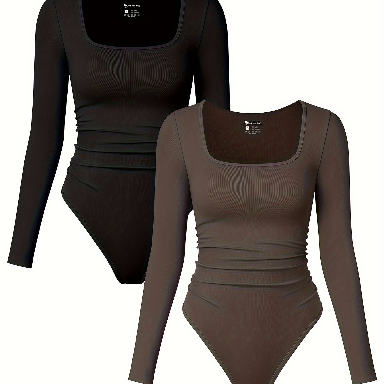 Long Sleeve Square Neck Bodysuits - TrimTones