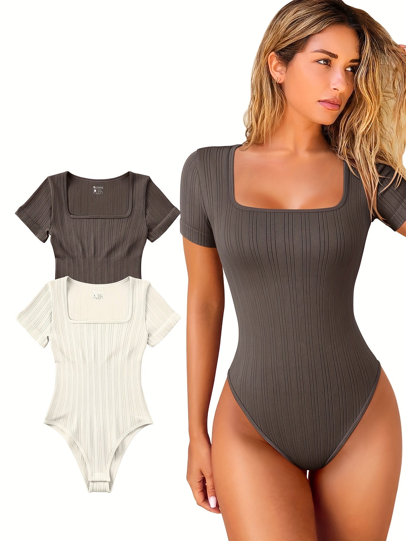 Half Sleeve Stretchy Striped Bodysuits - TrimTones